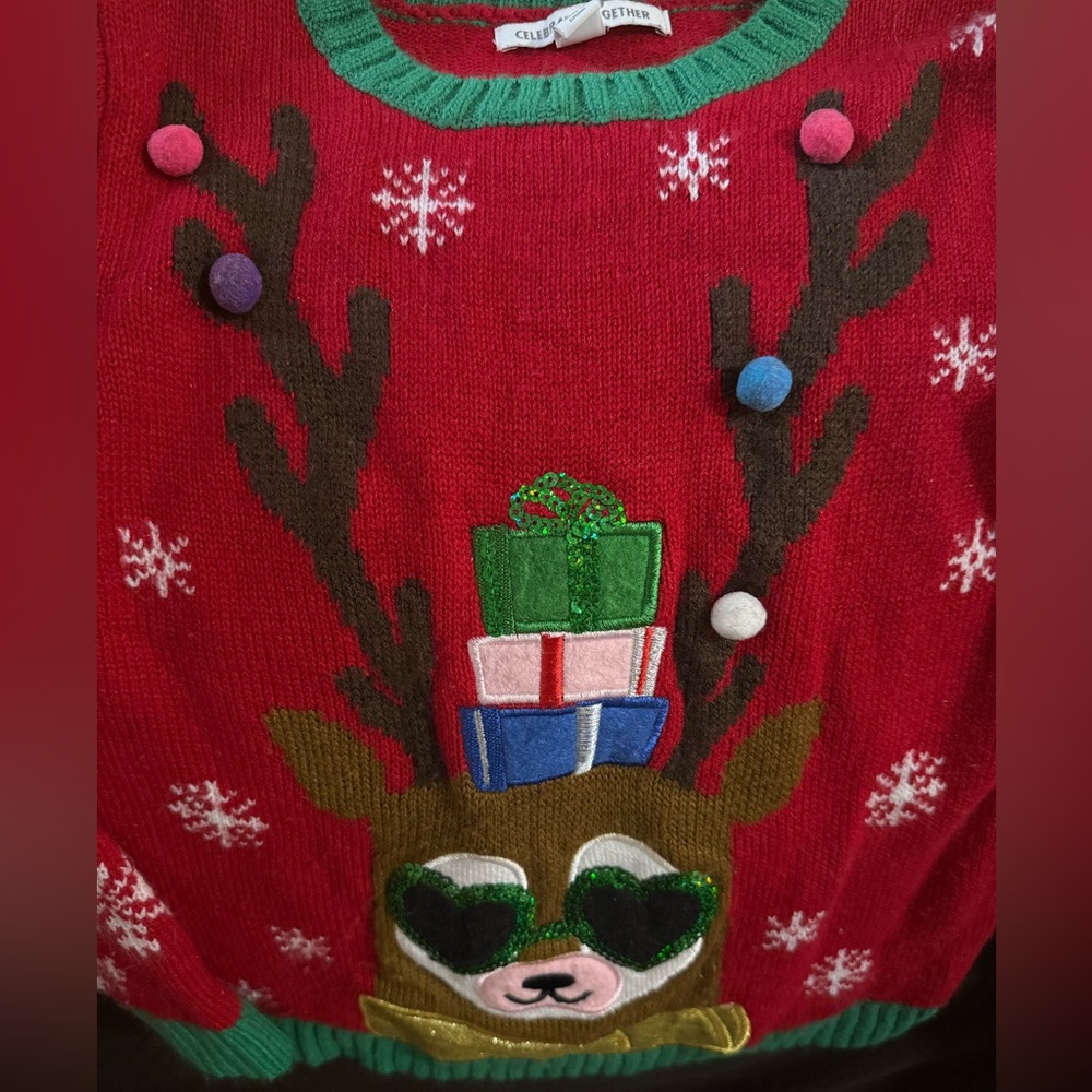 Festive Reindeer Sweater Size 8